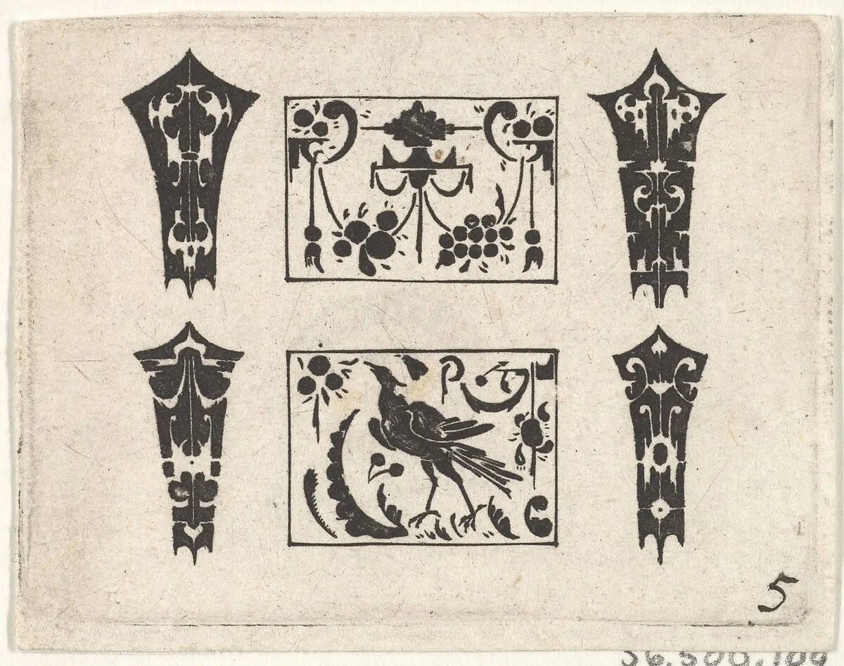 Blackwork Print with a Symmetrical Schweifwerk Pattern — Claes Jansz. Visscher|Hans de Bull
