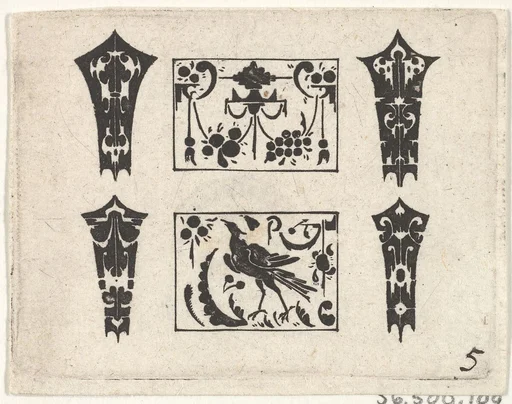 Blackwork Print with a Symmetrical Schweifwerk Pattern