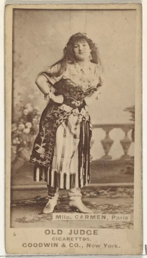 Mlle. Carmen, Paris, from the Actors and Actresses series (N171) for Old Judge Cigarettes