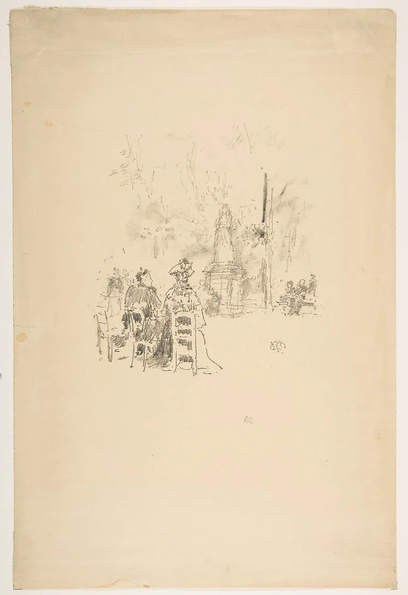 Conversations under the Statue, Luxembourg Gardens — James McNeill Whistler