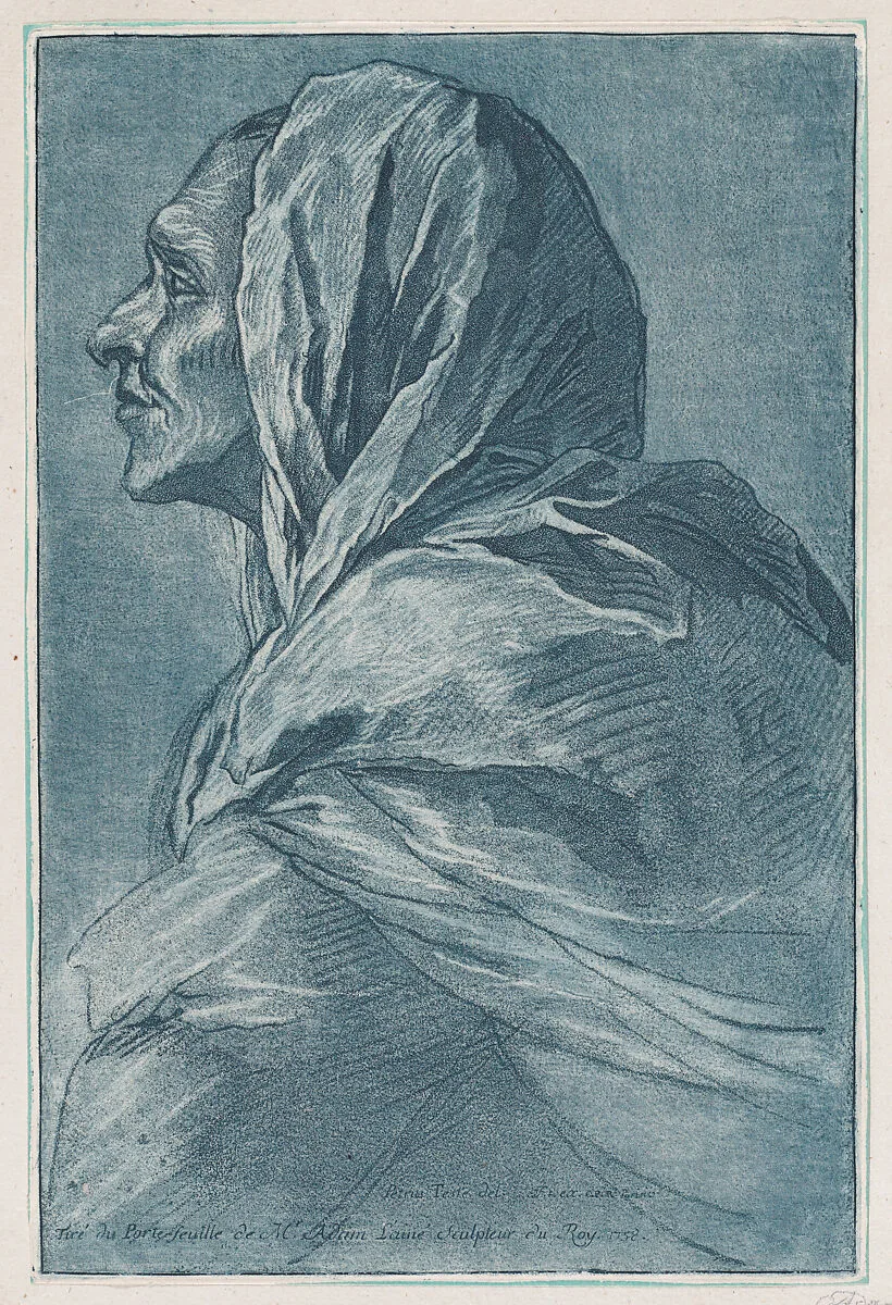 Head of a woman — Lambert Sigisbert Adam|Pietro Testa
