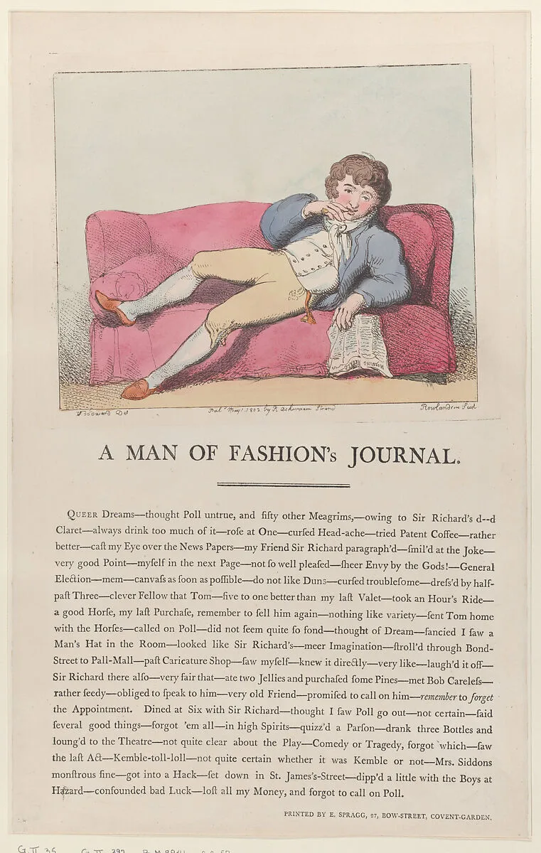 A Man of Fashion's Journal — Rudolph Ackermann, London|Thomas Rowlandson|Edward Spragg|George Murgatroyd Woodward