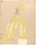 Drawing for a woman's theatrical costume in the 18th-century style — Vincente Minnelli
