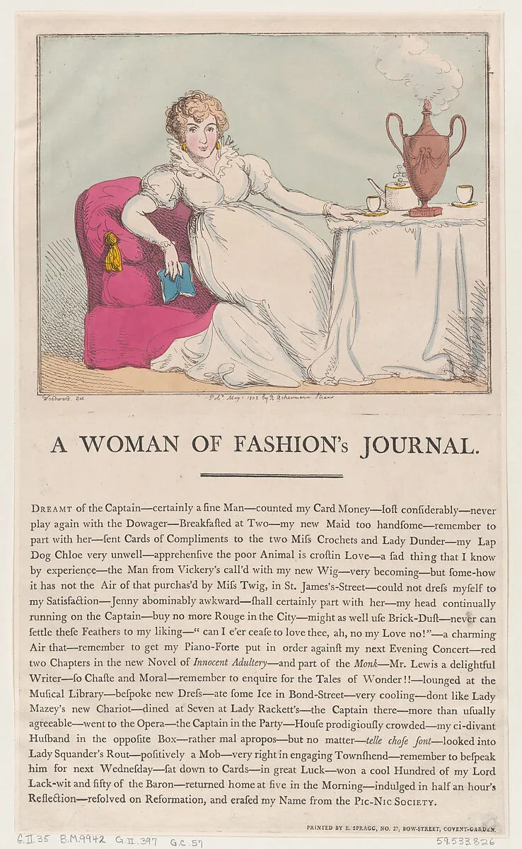A Woman of Fashion's Journal — Thomas Rowlandson|Edward Spragg