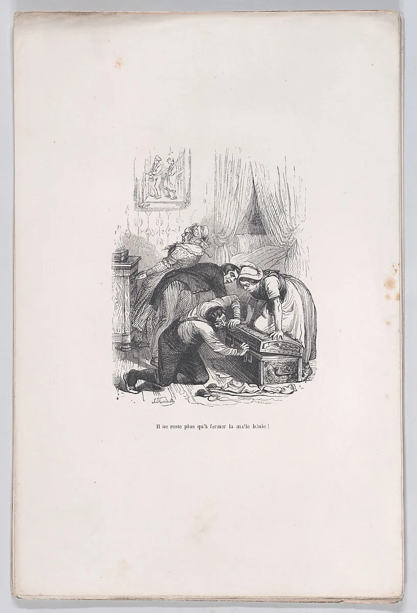 "All that remains is to close the blessed trunk!" from the Little Miseries of Human Life — Paul-Emile-Daurand Forgues|Quichon|J. J. Grandville|Henri Fournier