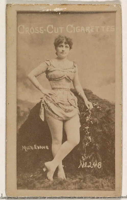 Card Number 248, Miss Evans, from the Actors and Actresses series (N145-1) issued by Duke Sons & Co. to promote Cross Cut Cigarettes — W. Duke, Sons & Co.