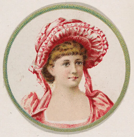 Woman wearing pink hat, from the Novelties series (N228, Type 2) issued by Kinney Bros. — Kinney Brothers Tobacco Company