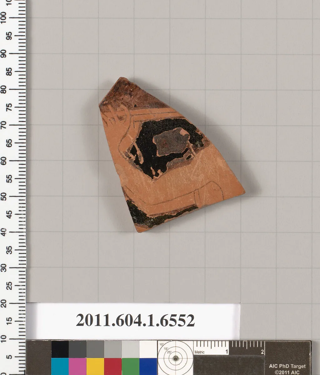 Terracotta fragment of a kylix (drinking cup) — Colmar Painter