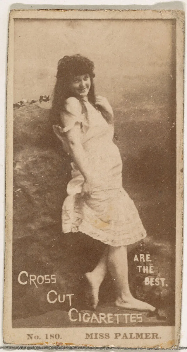 Card Number 180, Miss Palmer, from the Actors and Actresses series (N145-2) issued by Duke Sons & Co. to promote Cross Cut Cigarettes — W. Duke, Sons & Co.
