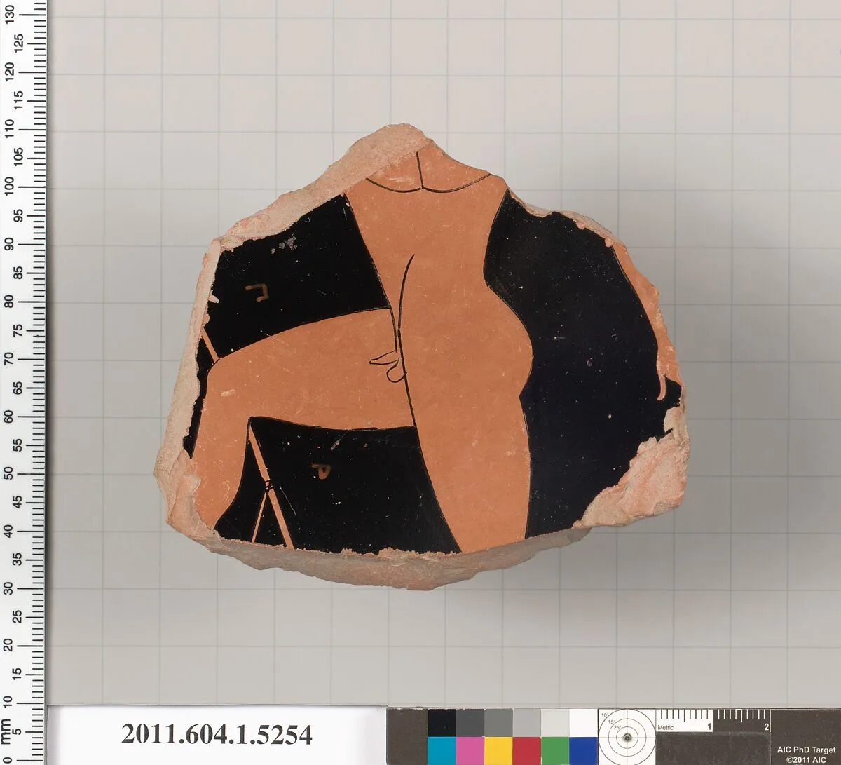 Terracotta fragment of a kylix (drinking cup) — Poseidon Painter