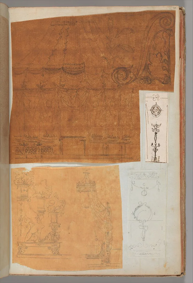 Page from a Scrapbook containing Drawings and Several Prints of Architecture, Interiors, Furniture and Other Objects — Charles Percier|Pierre François Léonard Fontaine