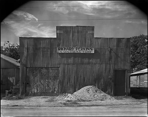 [Corrugated Tin Façade of Contractor's Office, Moundville, Alabama]