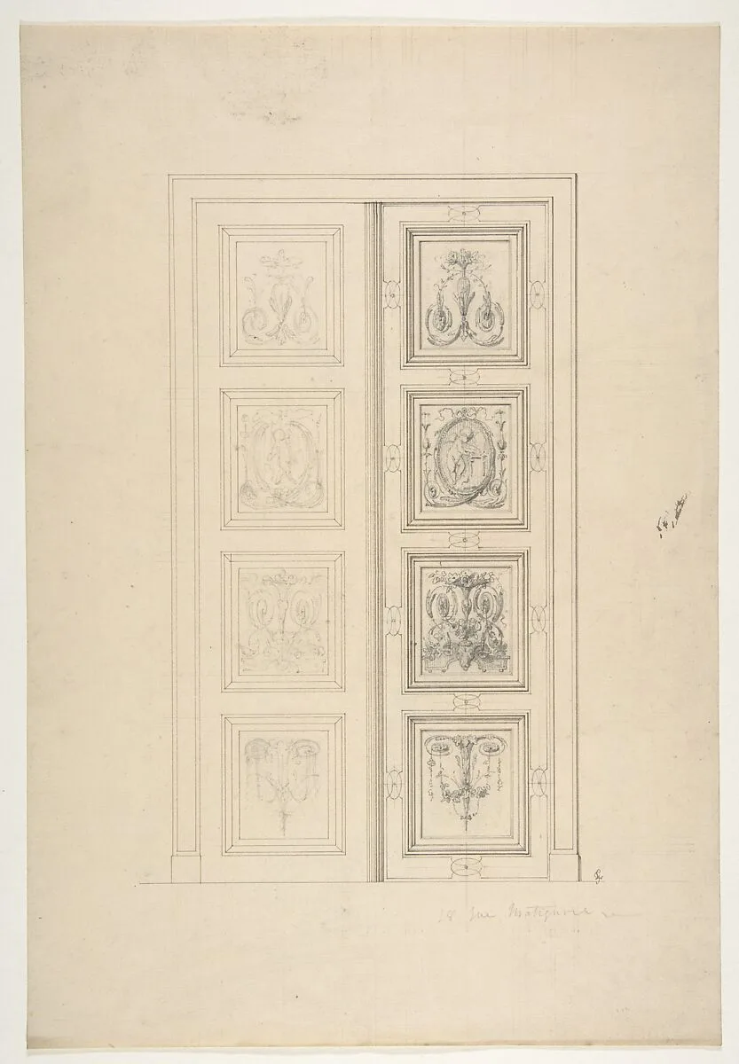 Design for double doors in a house at 18 rue Matignon — Jules-Edmond-Charles Lachaise|Eugène-Pierre Gourdet