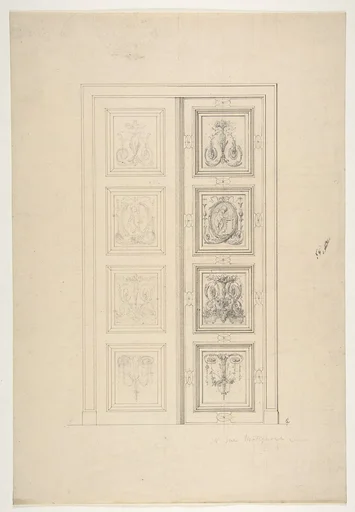 Design for double doors in a house at 18 rue Matignon