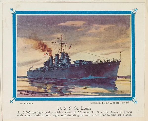 No. 13, U. S. S. St. Louis, collector card from the Our Navy series (D62), issued by the Kelley Baking Company — Kelley Baking Company