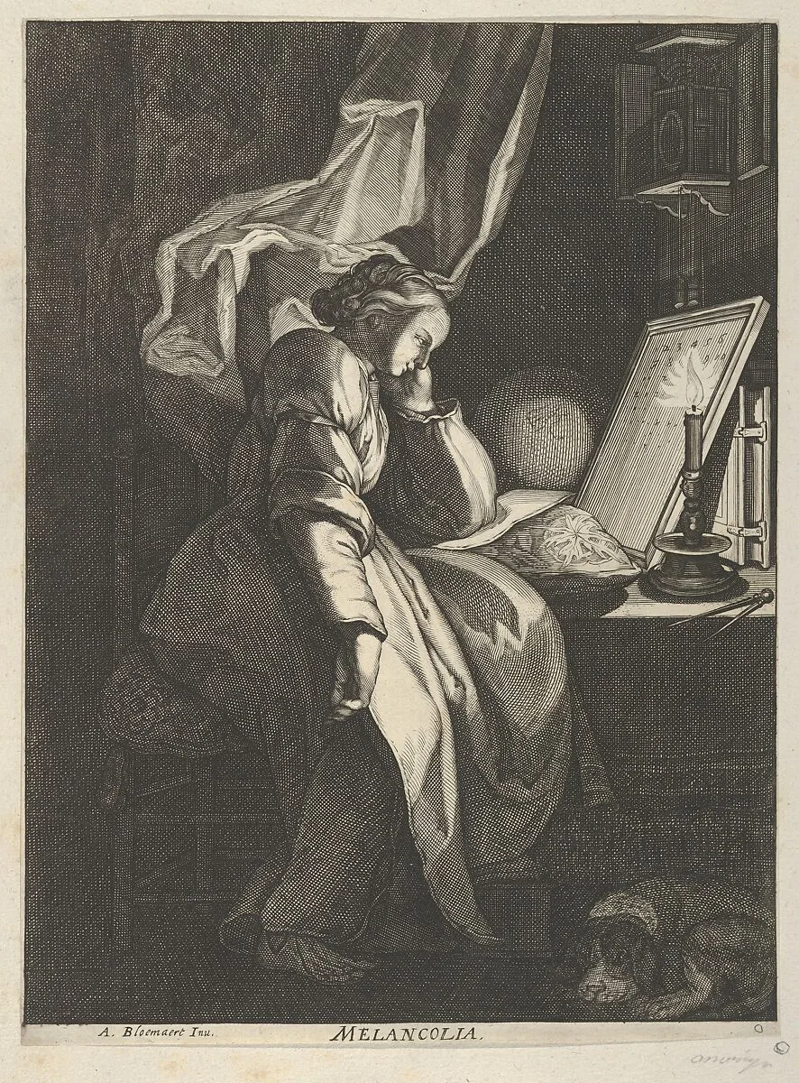 Melancholy (Melancolia) — Abraham Bloemaert|Theodor Matham|Jacob Matham