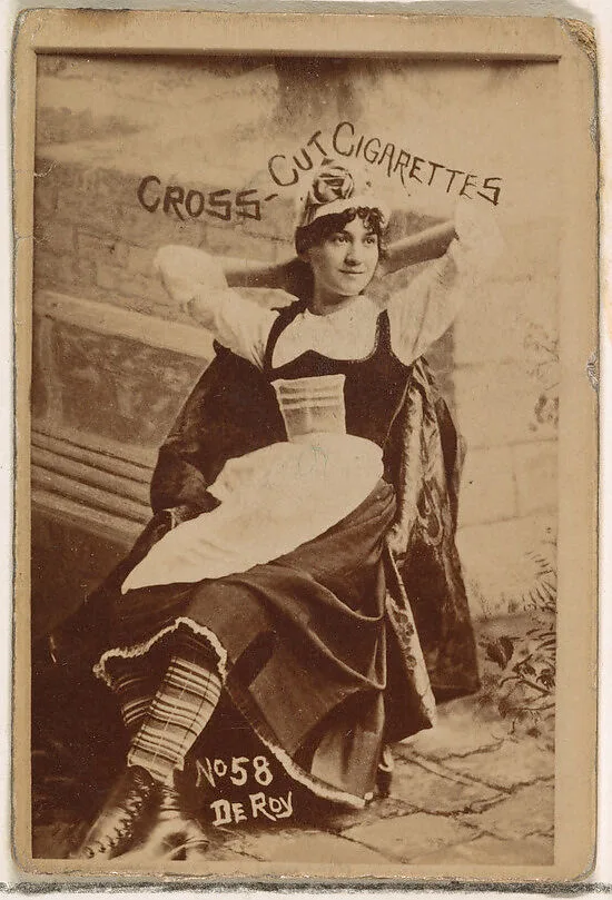 Card Number 58, De Roy, from the Actors and Actresses series (N145-1) issued by Duke Sons & Co. to promote Cross Cut Cigarettes — W. Duke, Sons & Co.
