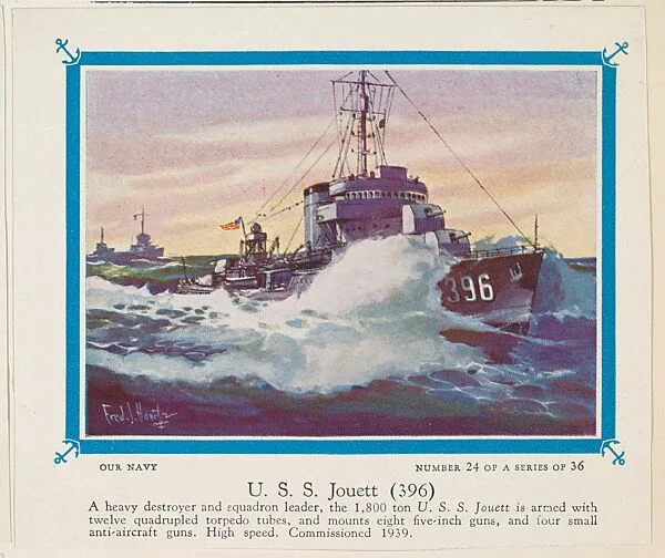 No. 24, U. S. S. Jouett (396), collector card from the Our Navy series (D62), issued by the Kelley Baking Company — Kelley Baking Company