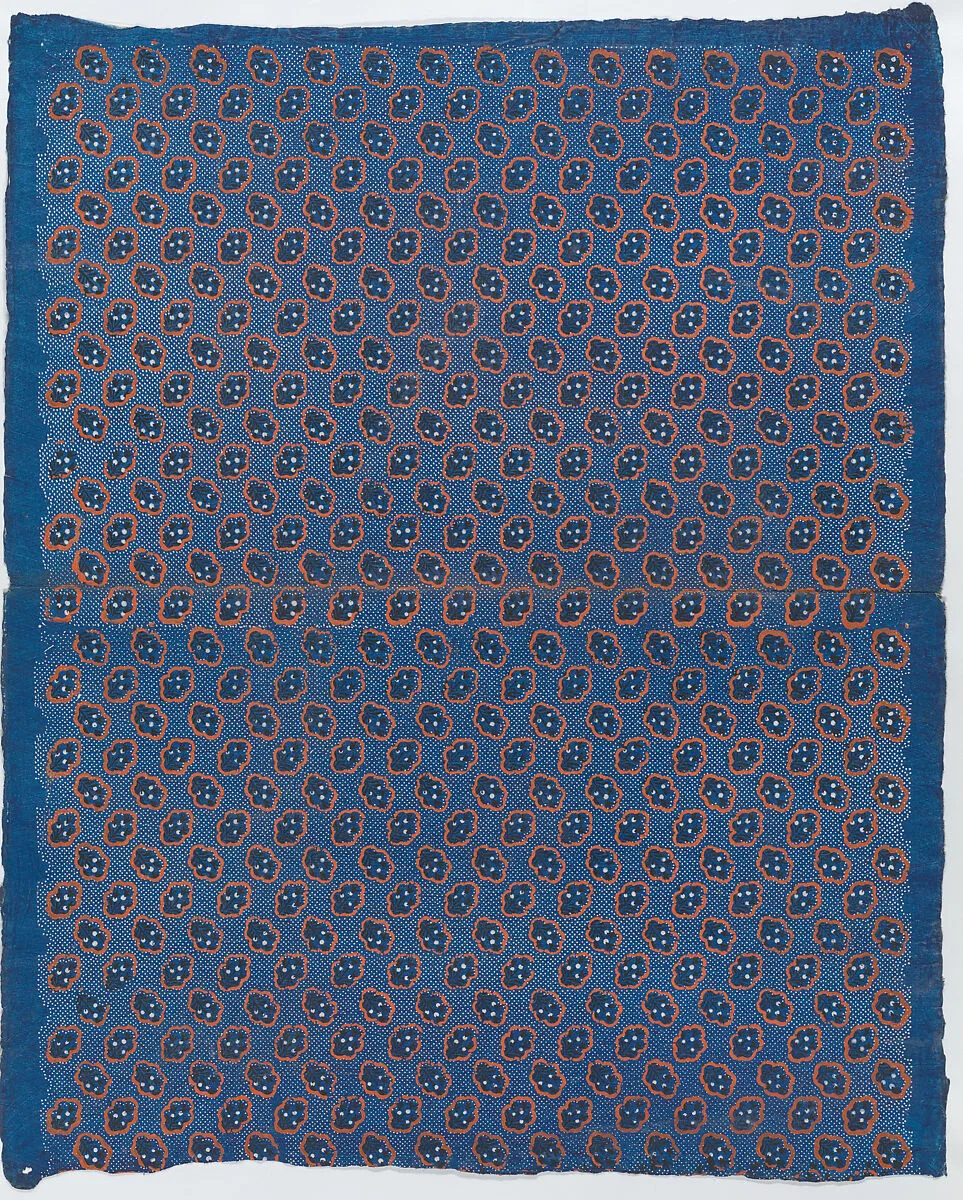 Blue sheet with two borders with a white floral and lace pattern — Anonymous|Remondini Family