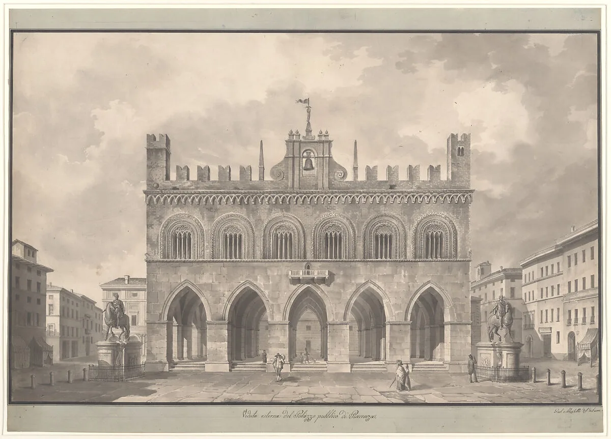 View of the Palazzo Pubblico (Palazzo Comunale), Piacenza — Giulio Aluisetti
