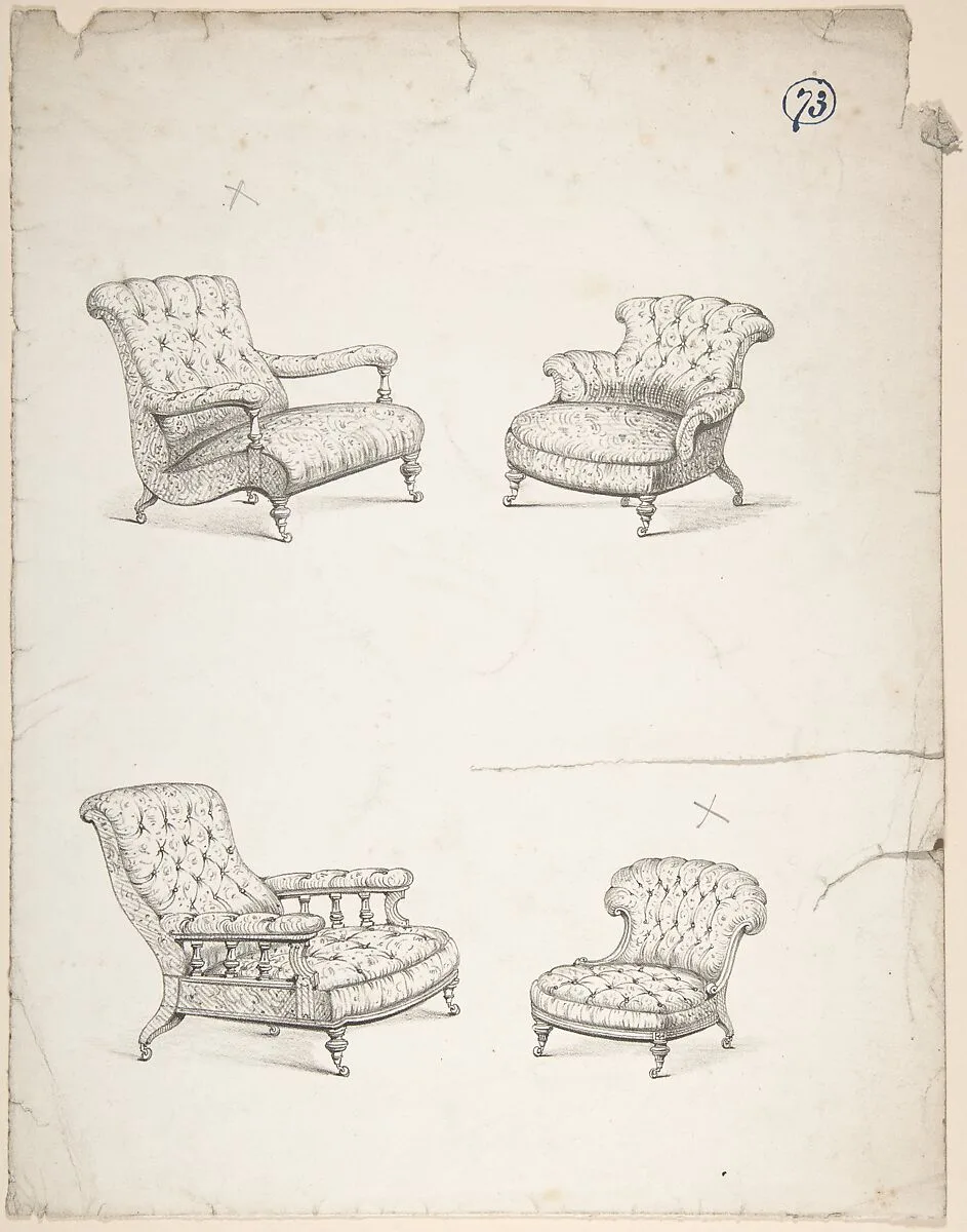 Designs for Four Upholstered Chairs — Charles Hindley and Sons