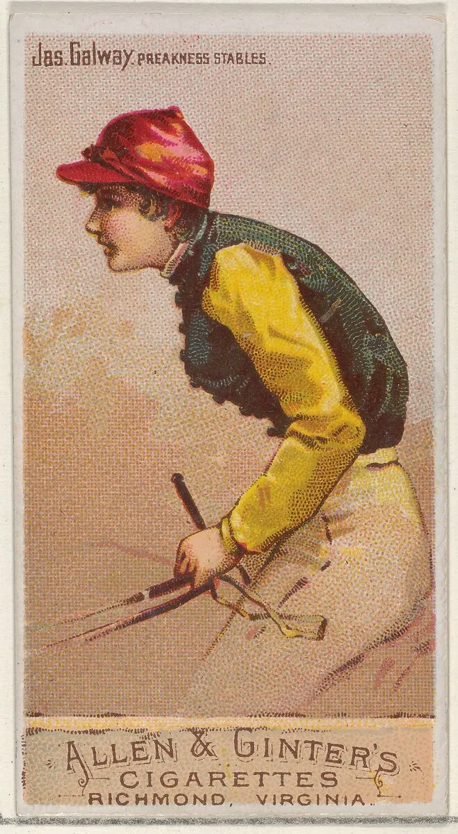 James Galway, Preakness Stables, from the Racing Colors of the World series (N22a) for Allen & Ginter Cigarettes — Allen & Ginter