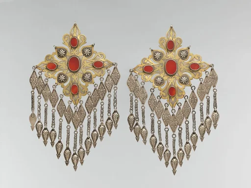 Teke Floral Pectoral Ornament, One of a Pair