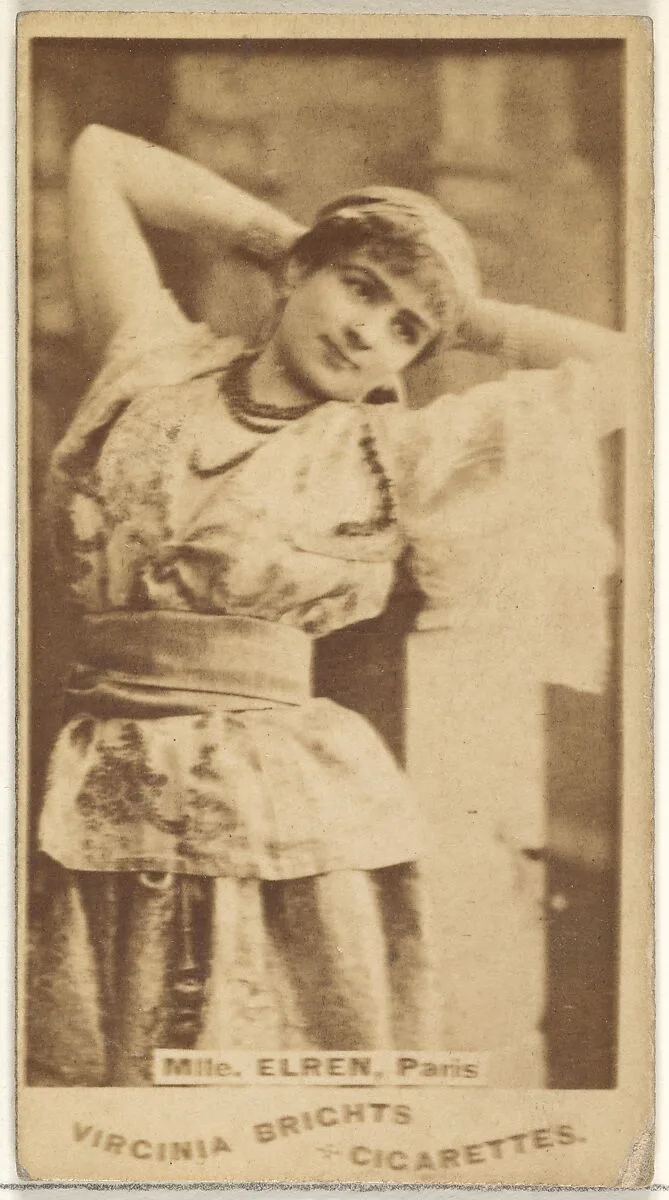 Mlle. Elren, Paris, from the Actors and Actresses series (N45, Type 1) for Virginia Brights Cigarettes — Allen & Ginter