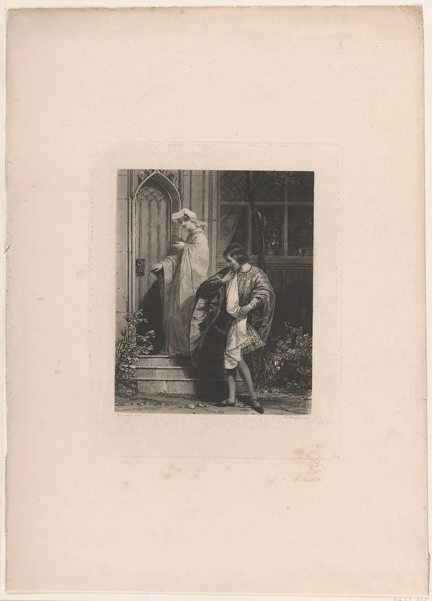 Anne Page and Slender (Shakespeare's Merry Wives of Windsor, Act 1, Scene 1) — Samuel William Reynolds, the elder|Richard Parkes Bonington|Moon, Boys & Graves|William Shakespeare