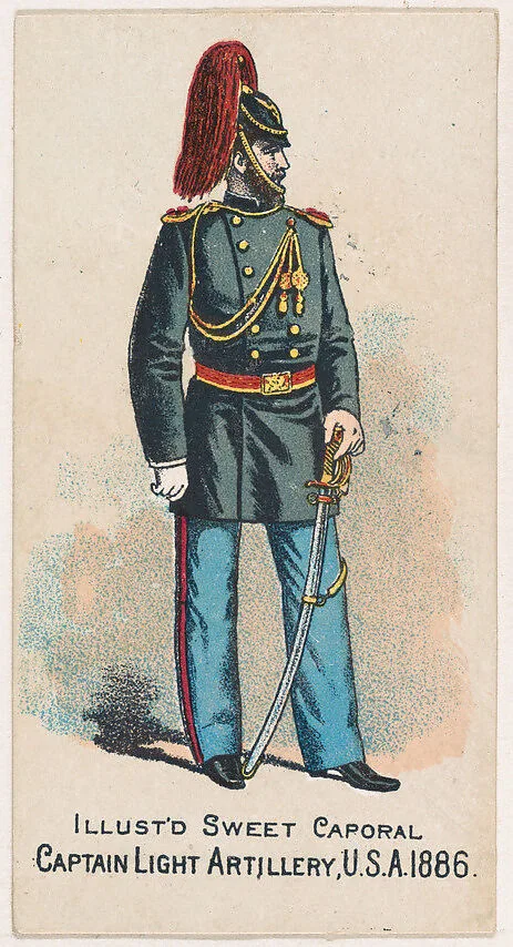 Captain, Light Artillery, United States Army, 1886, from the Military Series (N224) issued by Kinney Tobacco Company to promote Sweet Caporal Cigarettes — Kinney Brothers Tobacco Company