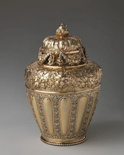 Vase with cover (one of a pair)