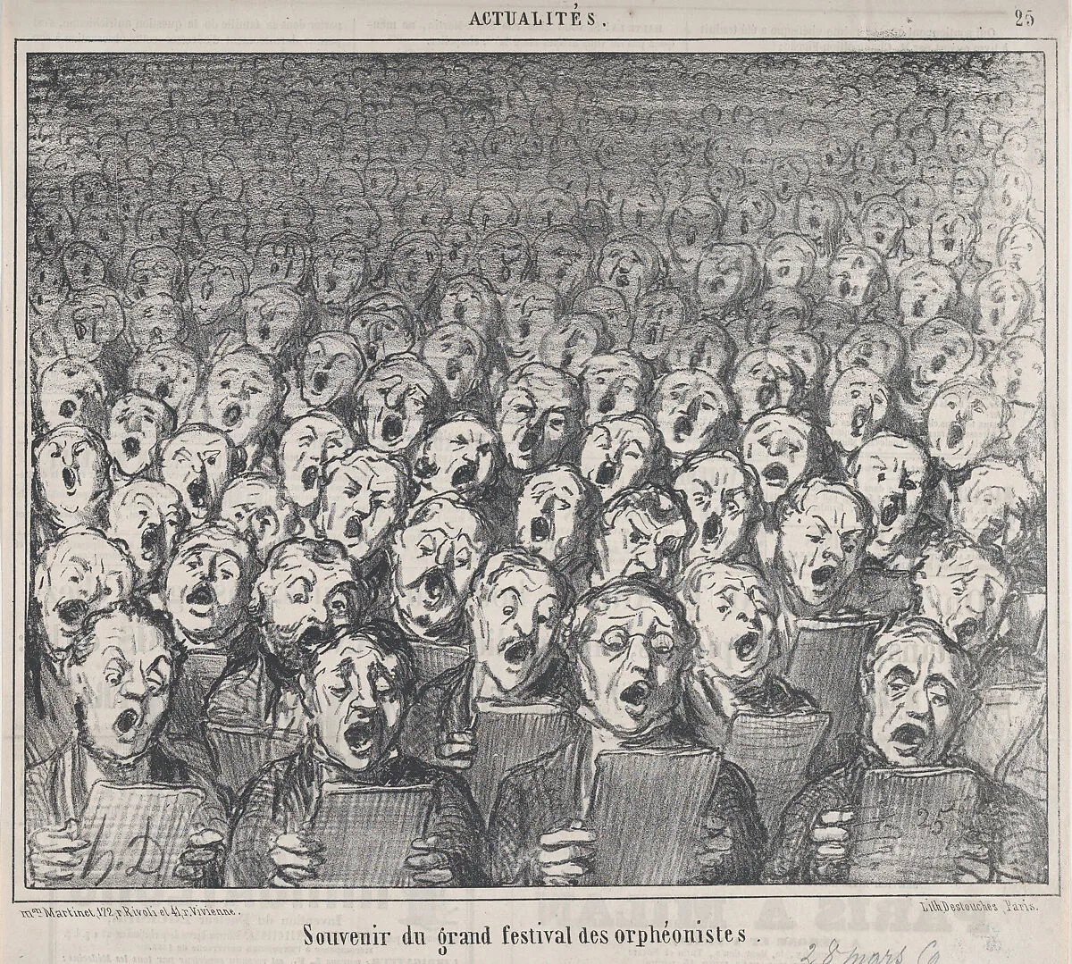 Souvenir du grand festival des orphéonistes, from Actualités, published in Le Charivari, March 28, 1859 — Honoré Daumier|Destouches|Aaron Martinet