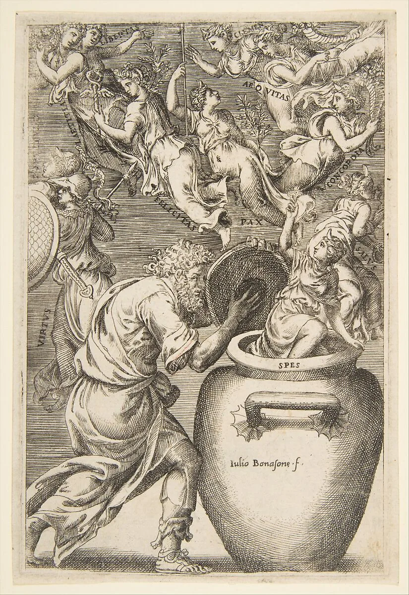 Epimetheus opening Pandora's box — Giulio Bonasone
