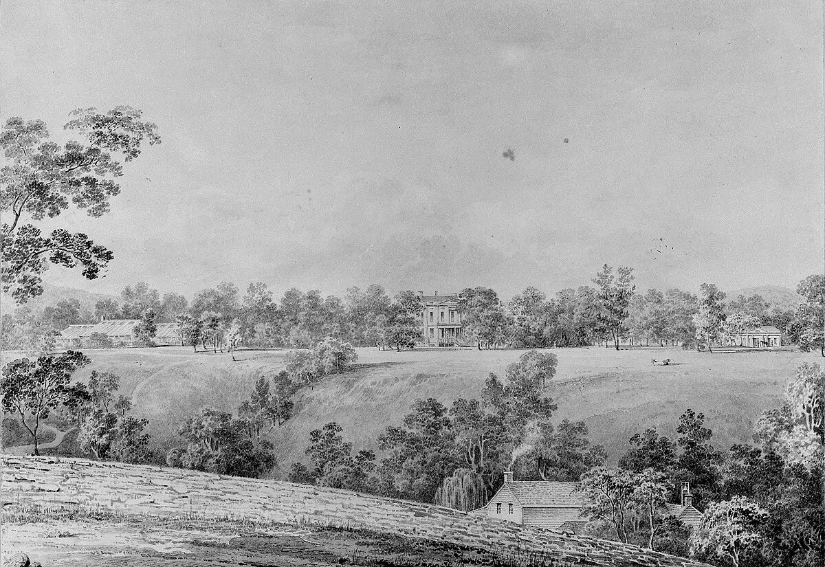 View of David Hosack Estate, Hyde Park, New York, from the East (from Hosack Album) — Thomas Kelah Wharton