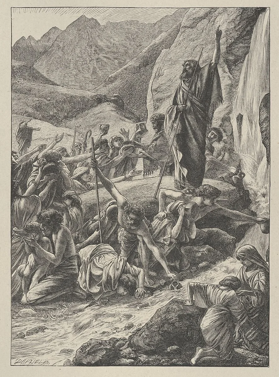 Moses Strikes the Rock, from "Dalziels' Bible Gallery" — Camden Press|Scribner and Welford|Dalziel Brothers|Sir Edward John Poynter