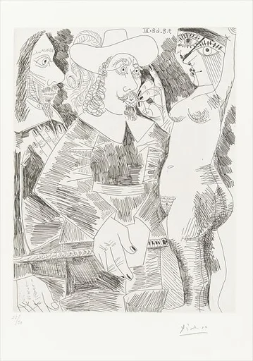 Young Woman Pulling the Moustache of a Gentleman, from 347 Suite