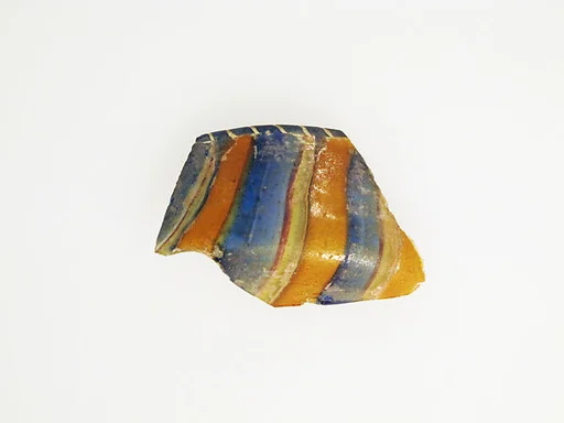 Glass striped mosaic bowl fragment