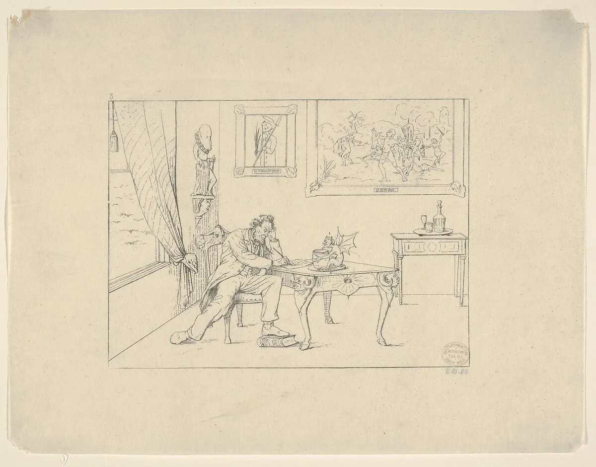 Writing the Emancipation Proclamation (from Confederate War Etchings) — Adalbert John Volck