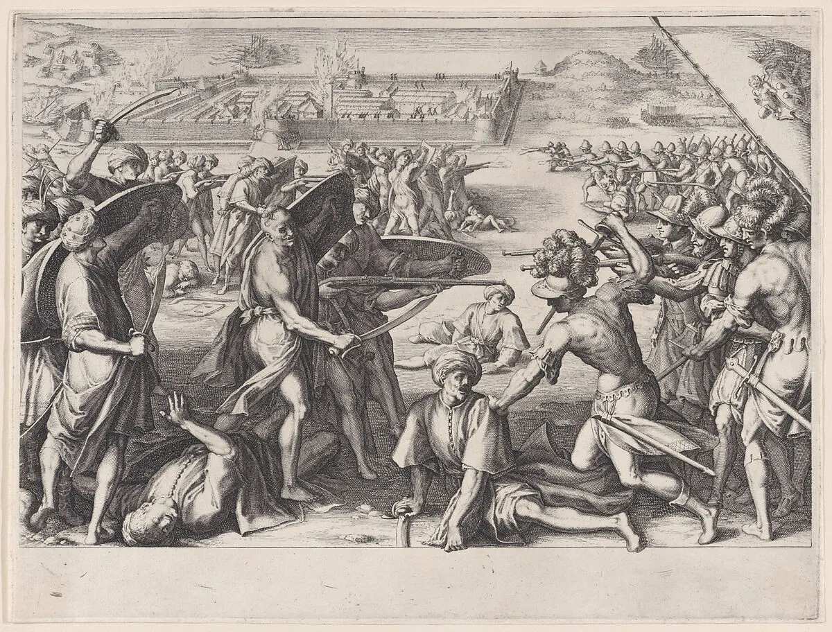 Attaque des Forts Avancés de Bone (Attack of the Strong Advances of Bone), from La Vie de Ferdinand Ier de Médicis série appelée aussi Les Batailles des Médicis (The Life of Ferdinand I de'Medici also called The Medici Battles) — Jacques Callot|Matteo Rosselli