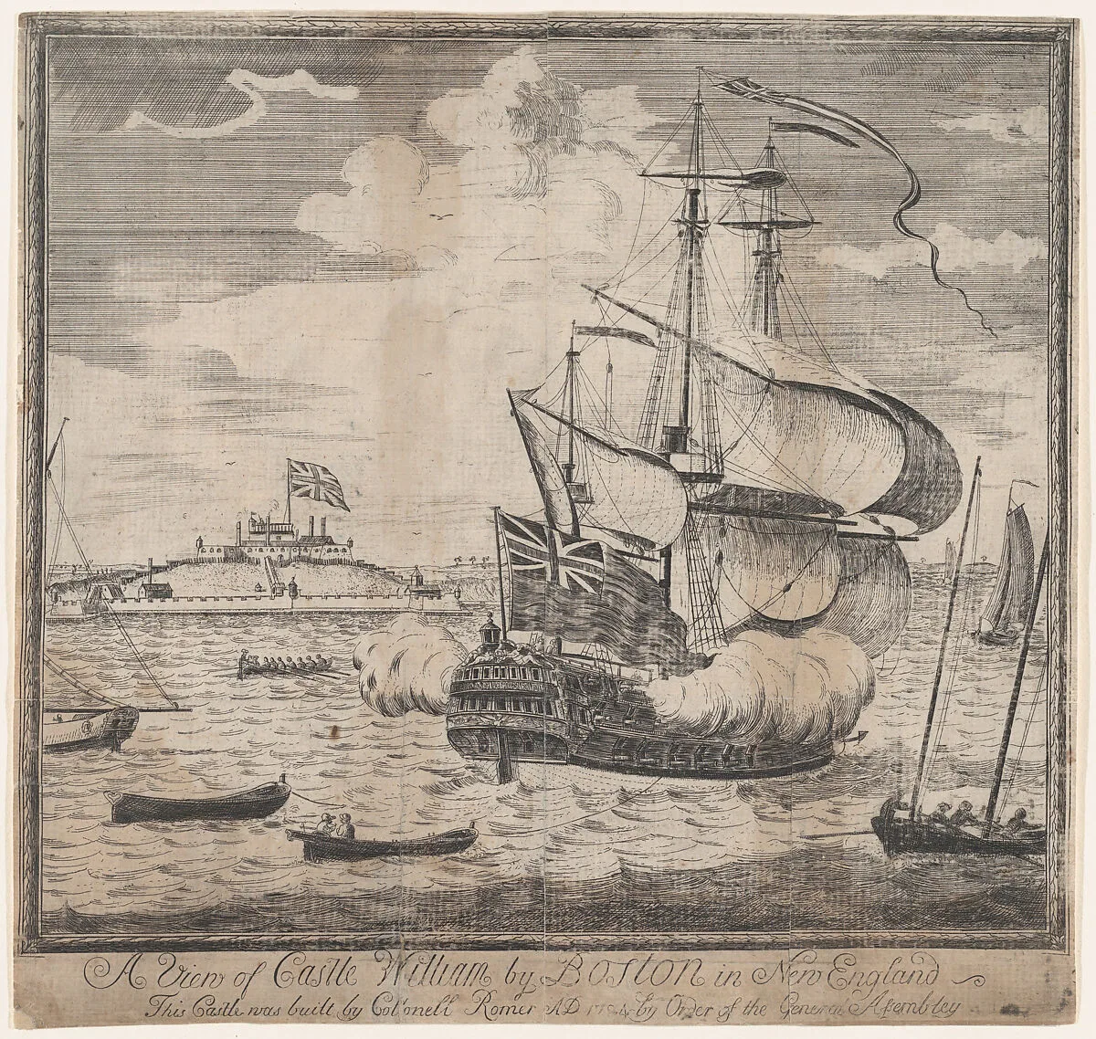 A View of Castle William by Boston in New England — William Burgis