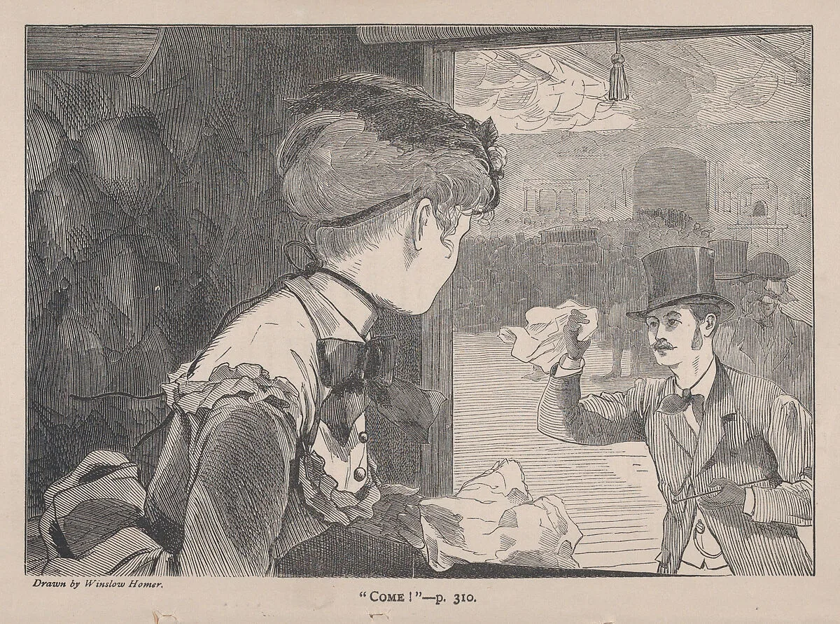 "Come" (The Galaxy, An Illustrated Magazine of Entertaining Reading, Vol. VIII) — Winslow Homer
