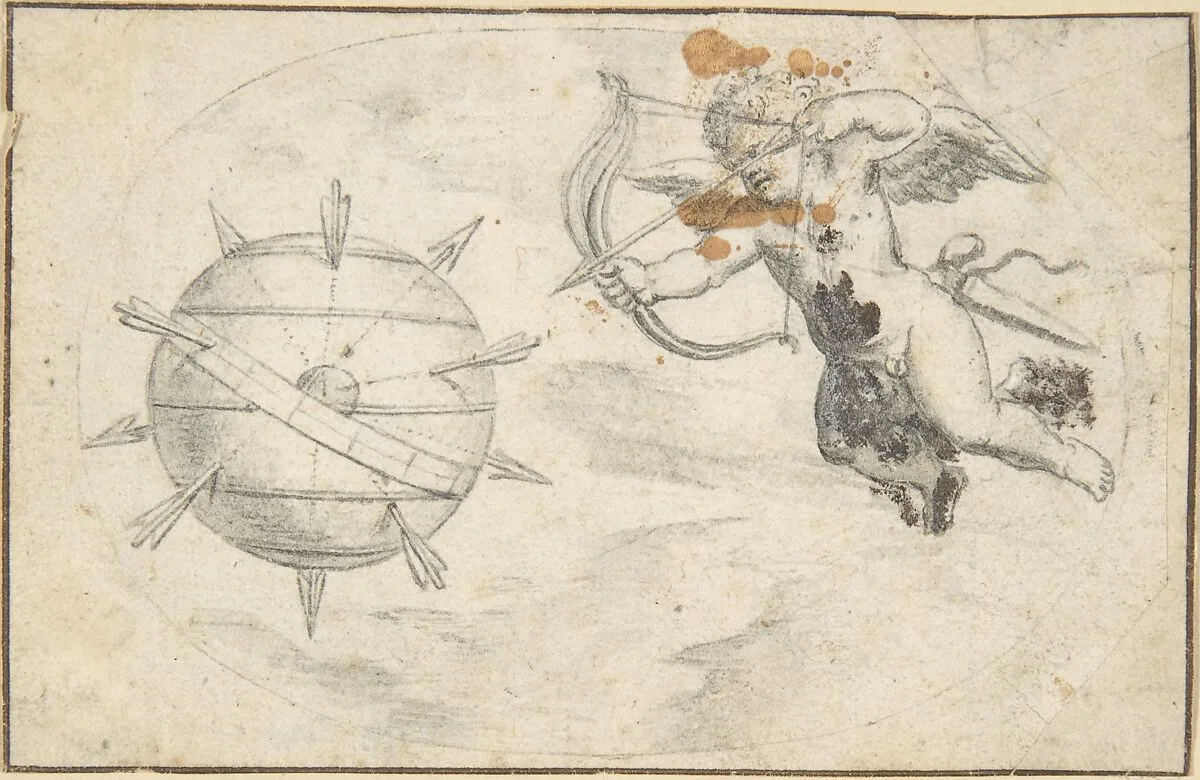 Cupid Shooting Arrows at the World Globe — Otto van Veen
