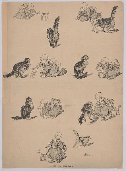 Dessin de Steinlen (Sheet of Illustrations from Le Chat Noir) — Théophile-Alexandre Steinlen