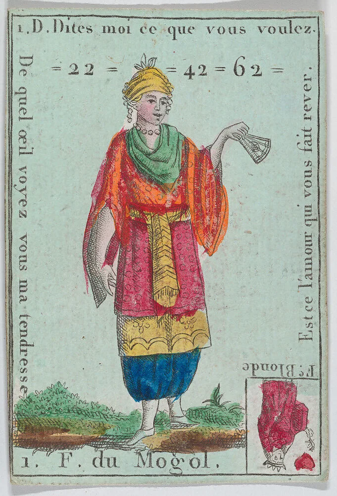 F. du Mogol from playing cards "Jeu d'Or" — Anonymous, French, 18th century