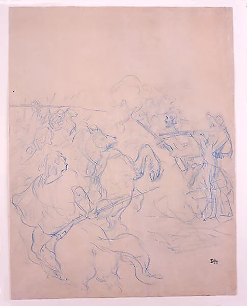 Sketch of Two Groups Fighting — Théophile-Alexandre Steinlen