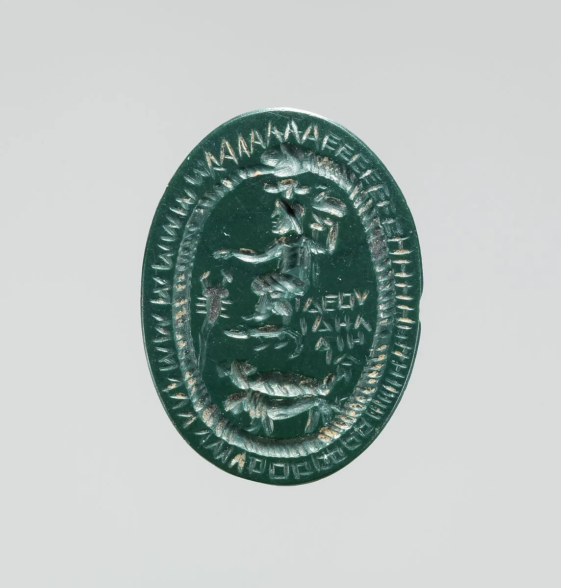 Jasper intaglio: Seated Serapis on crocodile — Unknown