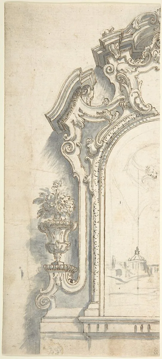 Design for Left Side of an Altarpiece Frame — Anonymous, Italian, Piedmontese, 18th century