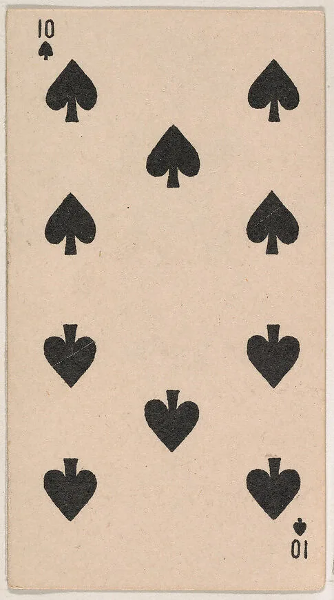 Ten of Spades, from the Transparent Playing Cards series (N220) issued by Kinney Bros. — Kinney Brothers Tobacco Company