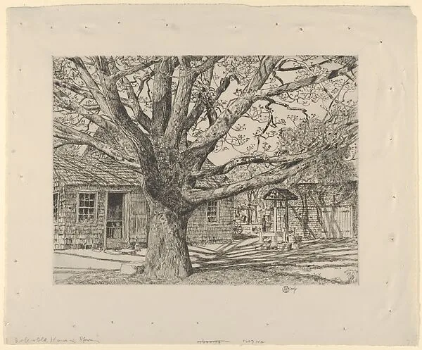 Oak and Old House in Spring — Childe Hassam
