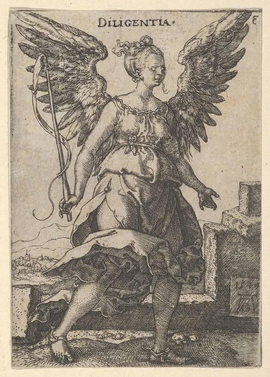 Diligence, from "Virtues and Vices" — Heinrich Aldegrever